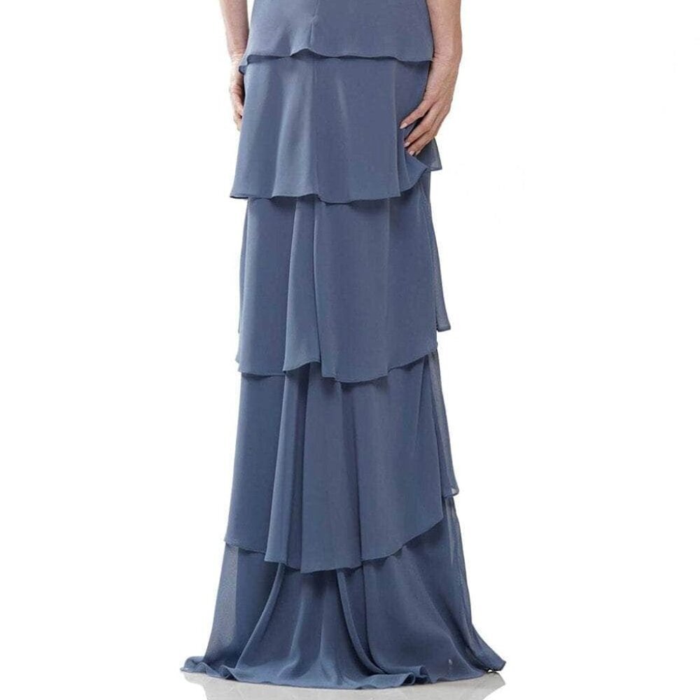 SALE NWT Marsoni by Colors MV1244 Chiffon Mother of the Bride Slate Blue Size 12 - Picture 4 of 10